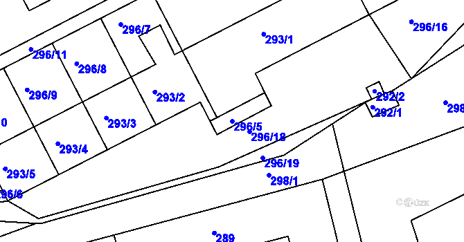 Parcela st. 296/5 v KÚ Koněšín, Katastrální mapa