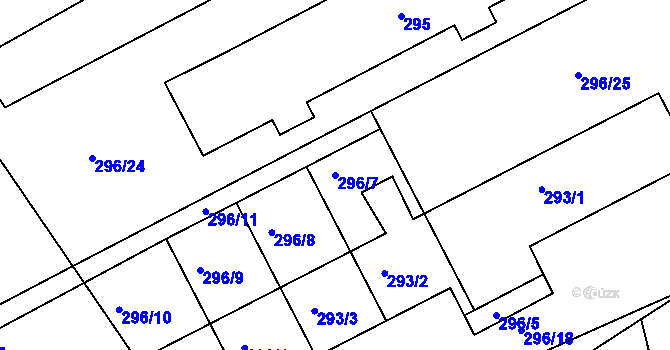 Parcela st. 296/7 v KÚ Koněšín, Katastrální mapa