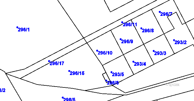 Parcela st. 296/10 v KÚ Koněšín, Katastrální mapa
