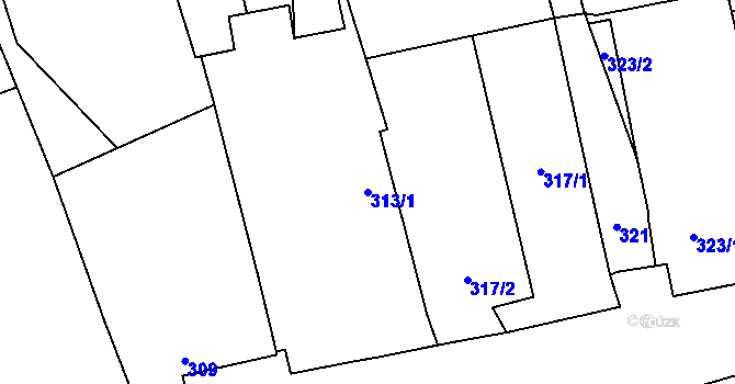 Parcela st. 313/1 v KÚ Koněšín, Katastrální mapa