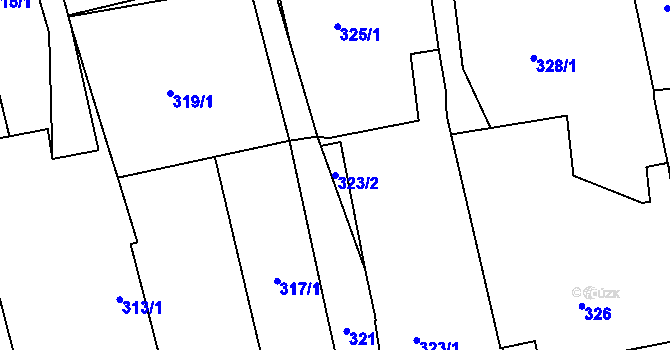 Parcela st. 323/2 v KÚ Koněšín, Katastrální mapa