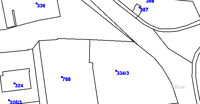 Parcela st. 333 v KÚ Koněšín, Katastrální mapa