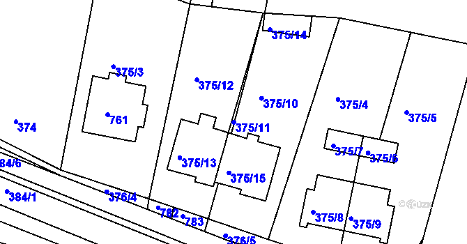 Parcela st. 375/11 v KÚ Koněšín, Katastrální mapa