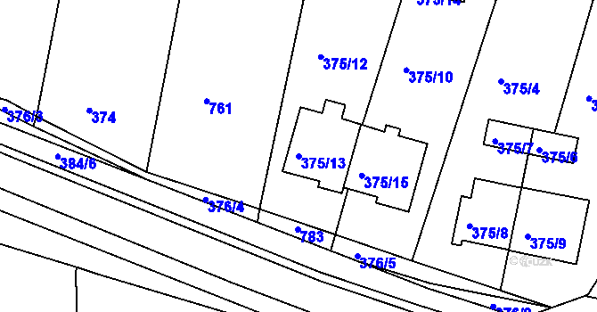 Parcela st. 375/13 v KÚ Koněšín, Katastrální mapa