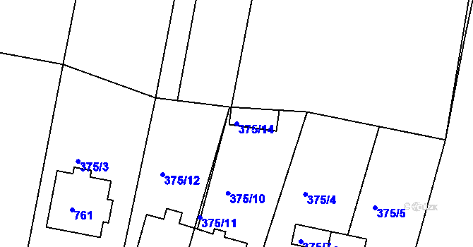 Parcela st. 375/14 v KÚ Koněšín, Katastrální mapa