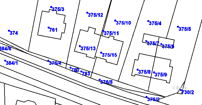 Parcela st. 375/15 v KÚ Koněšín, Katastrální mapa