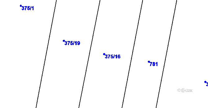 Parcela st. 375/16 v KÚ Koněšín, Katastrální mapa
