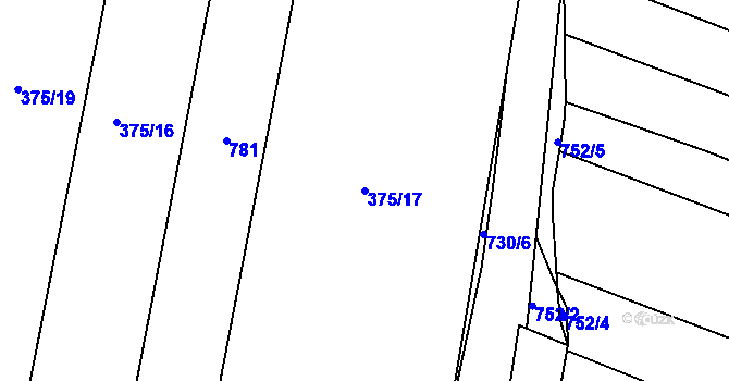 Parcela st. 375/17 v KÚ Koněšín, Katastrální mapa