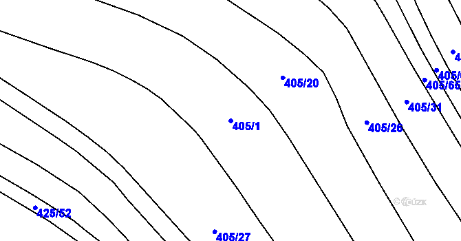 Parcela st. 405/1 v KÚ Koněšín, Katastrální mapa