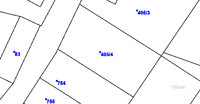 Parcela st. 405/4 v KÚ Koněšín, Katastrální mapa