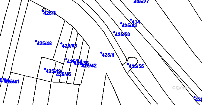 Parcela st. 425/1 v KÚ Koněšín, Katastrální mapa