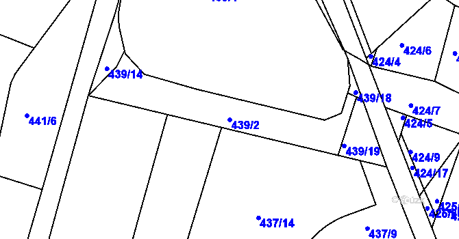 Parcela st. 439/2 v KÚ Koněšín, Katastrální mapa