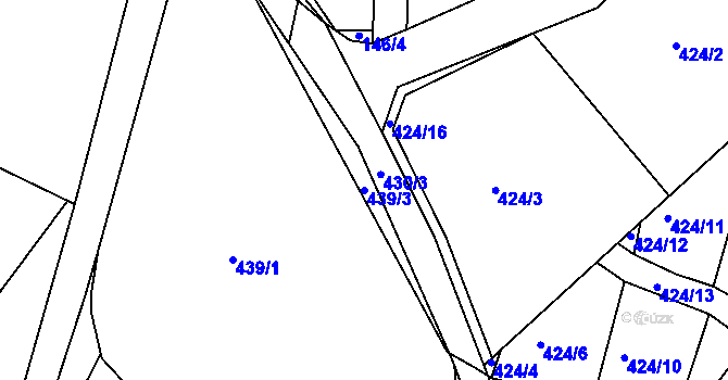 Parcela st. 439/3 v KÚ Koněšín, Katastrální mapa