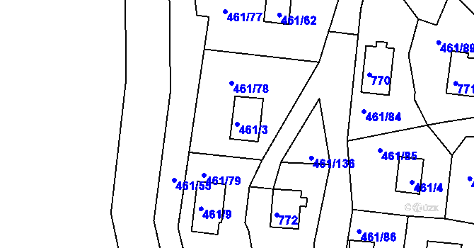 Parcela st. 461/3 v KÚ Koněšín, Katastrální mapa