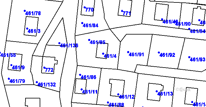 Parcela st. 461/4 v KÚ Koněšín, Katastrální mapa