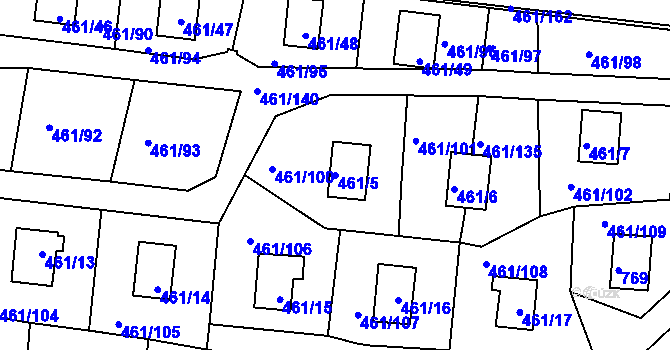 Parcela st. 461/5 v KÚ Koněšín, Katastrální mapa