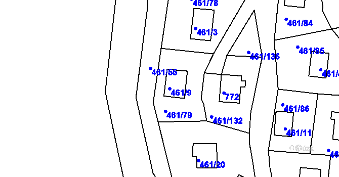 Parcela st. 461/9 v KÚ Koněšín, Katastrální mapa
