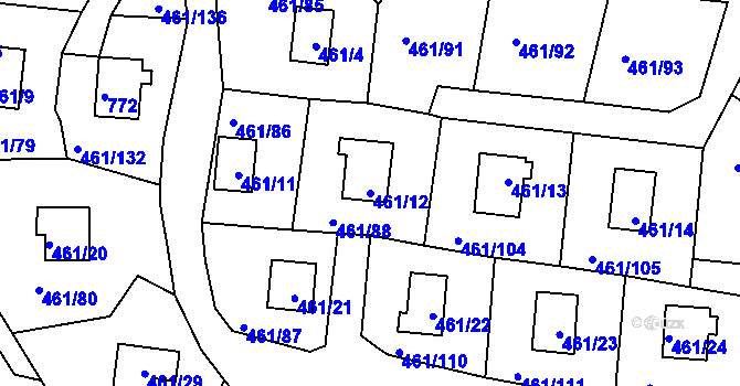 Parcela st. 461/12 v KÚ Koněšín, Katastrální mapa