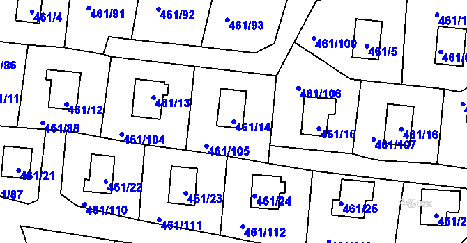 Parcela st. 461/14 v KÚ Koněšín, Katastrální mapa