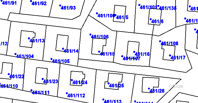 Parcela st. 461/15 v KÚ Koněšín, Katastrální mapa