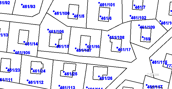 Parcela st. 461/16 v KÚ Koněšín, Katastrální mapa