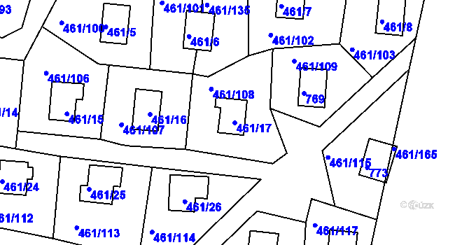 Parcela st. 461/17 v KÚ Koněšín, Katastrální mapa