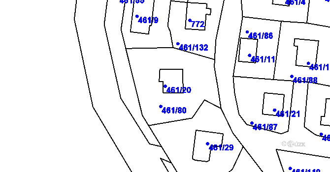 Parcela st. 461/20 v KÚ Koněšín, Katastrální mapa