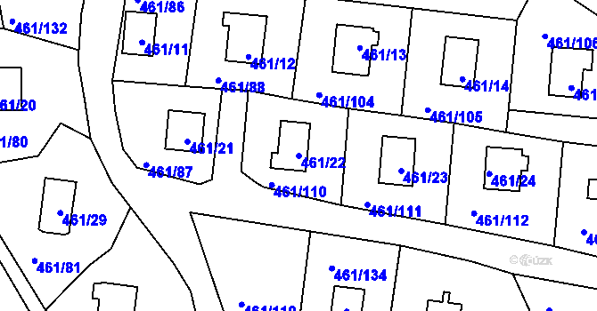 Parcela st. 461/22 v KÚ Koněšín, Katastrální mapa