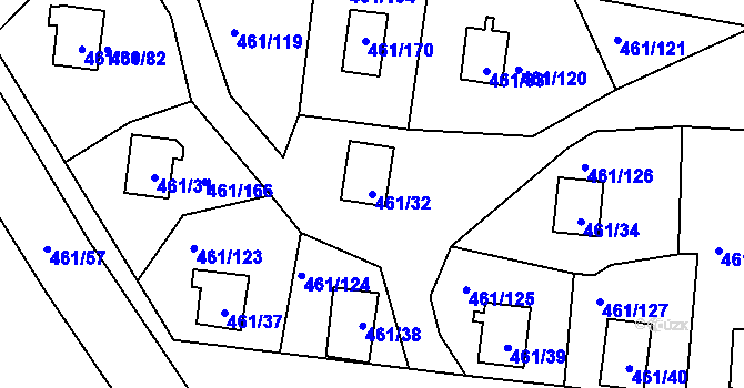 Parcela st. 461/32 v KÚ Koněšín, Katastrální mapa