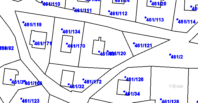 Parcela st. 461/33 v KÚ Koněšín, Katastrální mapa