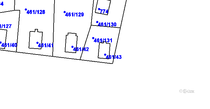 Parcela st. 461/43 v KÚ Koněšín, Katastrální mapa