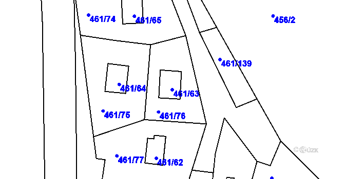 Parcela st. 461/63 v KÚ Koněšín, Katastrální mapa