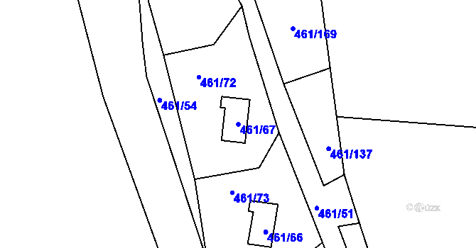 Parcela st. 461/67 v KÚ Koněšín, Katastrální mapa
