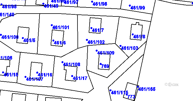 Parcela st. 461/109 v KÚ Koněšín, Katastrální mapa