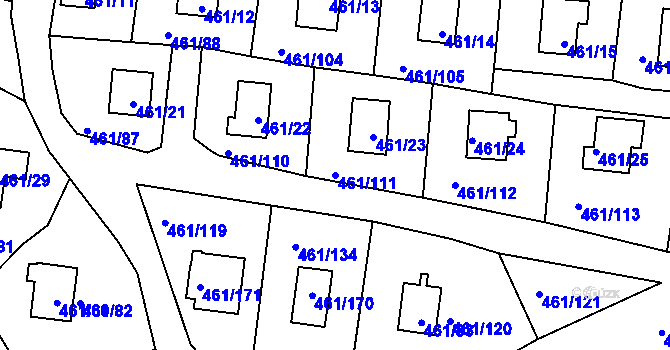Parcela st. 461/111 v KÚ Koněšín, Katastrální mapa