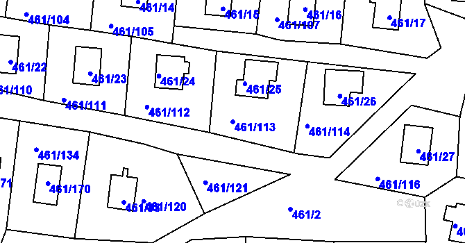 Parcela st. 461/113 v KÚ Koněšín, Katastrální mapa