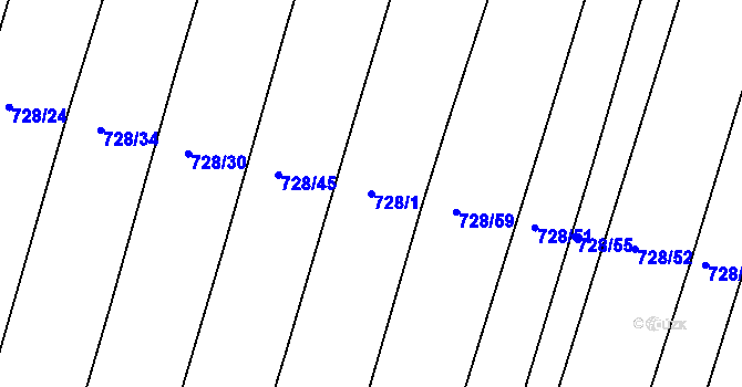 Parcela st. 728/1 v KÚ Koněšín, Katastrální mapa