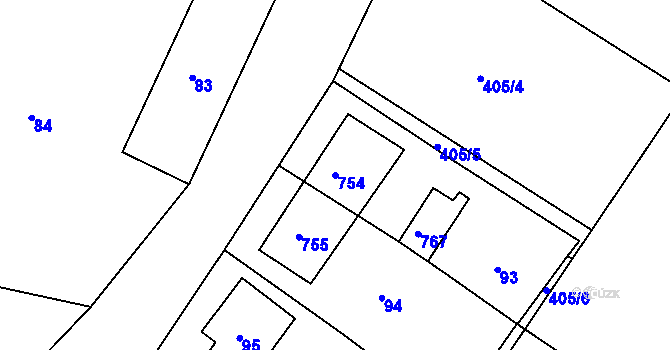 Parcela st. 754 v KÚ Koněšín, Katastrální mapa