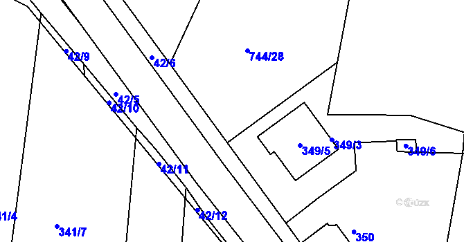 Parcela st. 349/4 v KÚ Koněšín, Katastrální mapa