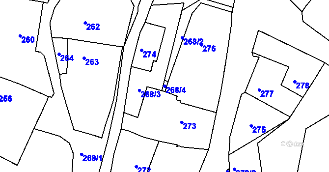 Parcela st. 268/4 v KÚ Koněšín, Katastrální mapa