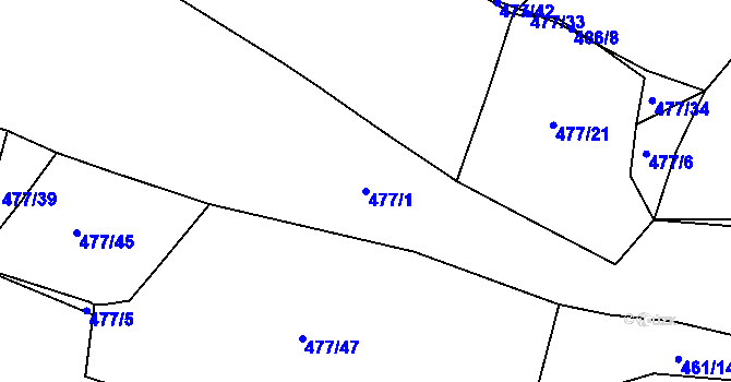 Parcela st. 477/1 v KÚ Koněšín, Katastrální mapa