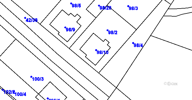 Parcela st. 98/10 v KÚ Koněšín, Katastrální mapa