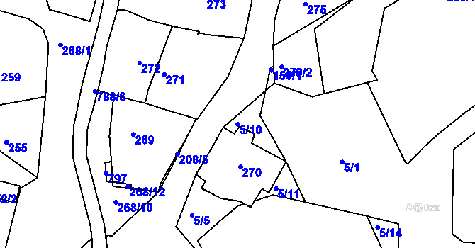 Parcela st. 5/10 v KÚ Koněšín, Katastrální mapa