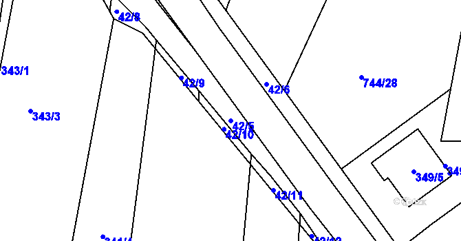 Parcela st. 42/5 v KÚ Koněšín, Katastrální mapa