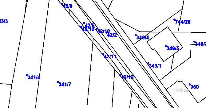 Parcela st. 42/11 v KÚ Koněšín, Katastrální mapa