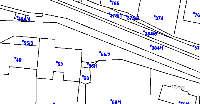 Parcela st. 55/2 v KÚ Koněšín, Katastrální mapa