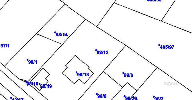 Parcela st. 98/12 v KÚ Koněšín, Katastrální mapa