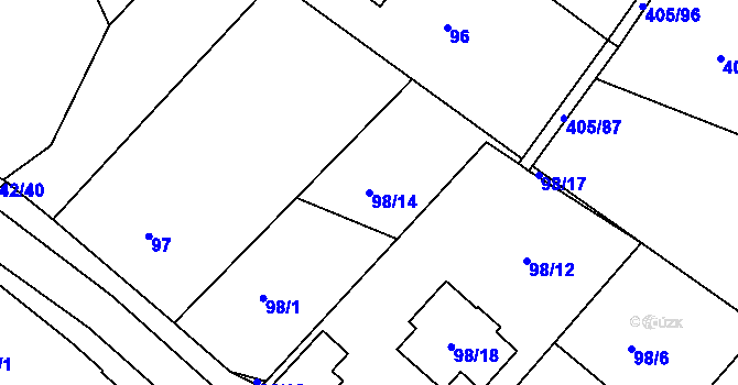 Parcela st. 98/14 v KÚ Koněšín, Katastrální mapa