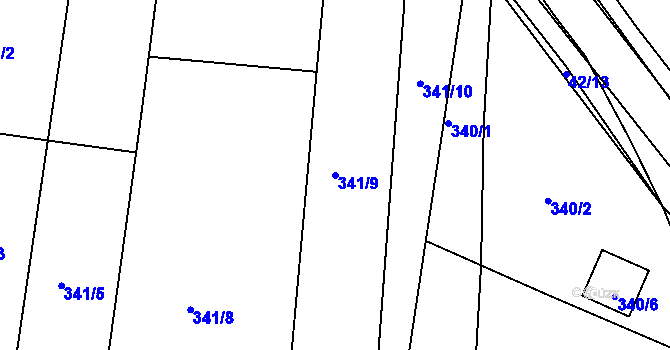 Parcela st. 341/9 v KÚ Koněšín, Katastrální mapa