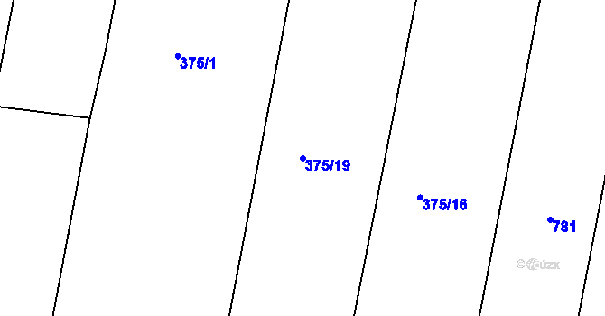 Parcela st. 375/19 v KÚ Koněšín, Katastrální mapa